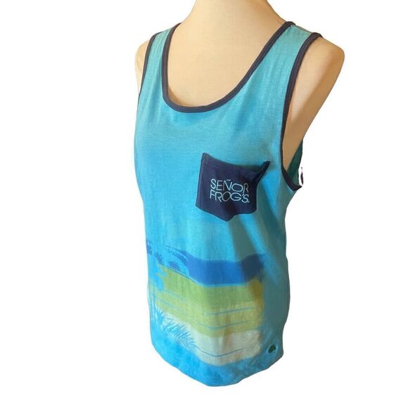 Senor Frog Sleeveless Turquoise Tank Top Size - Picture 4 of 12